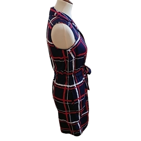 Talbots Nautical Rope Plaid Stripe Sleeveless Shirt Dress Size 2P - Picture 3 of 11